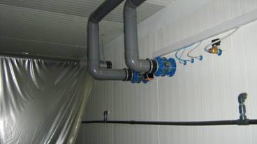 fragment instalacji kontroli atmosfery w komorach chodniczych.